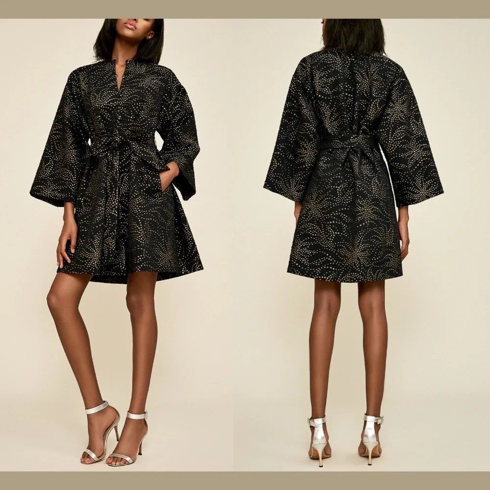 NWT $388 Tadashi Shoji Pollux Droplet Oversized Jacquard Coat [SZ‎ Large ] - Picture 2 of 8
